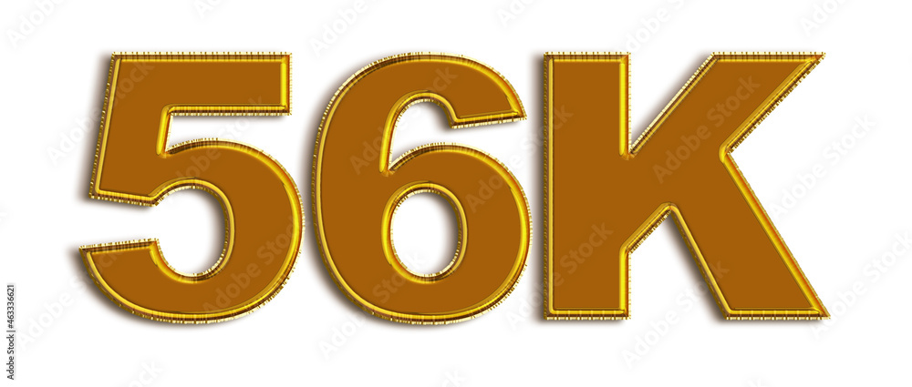 56K likes, followers online social media banner, letters, and icons. Isolated on white background. 3d illustration