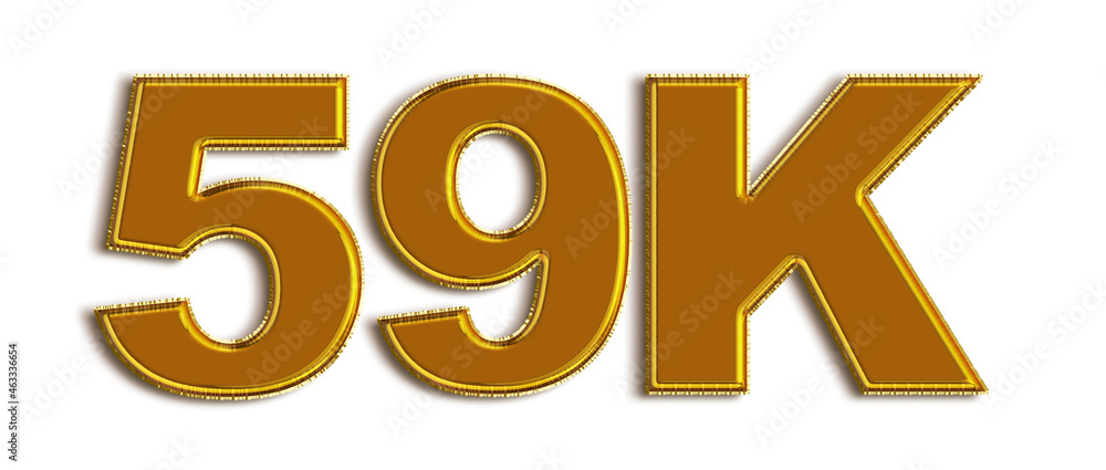 59K likes, followers online social media banner, letters, and icons. Isolated on white background. 3d illustration 59K likes, followers online social media banner, letters, and icons. Isolated on white background. 3d illustration