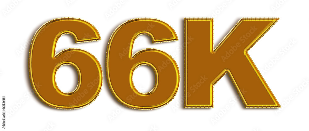 66K likes, followers online social media banner, letters, and icons. Isolated on white background. 3d illustration 66K likes, followers online social media banner, letters, and icons. Isolated on white background. 3d illustration