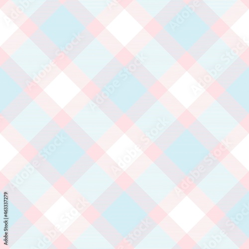 Sky Blue Diagonal Plaid Tartan textured Seamless Pattern Design