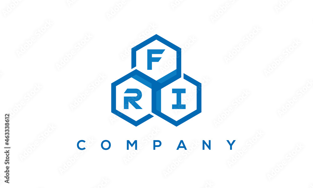 FRI three letters creative polygon hexagon logo