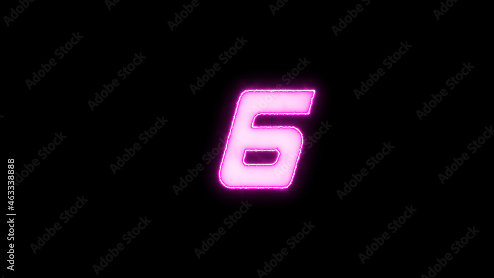 glowing number six, 6 on dark background glowing number six, 6 on dark background