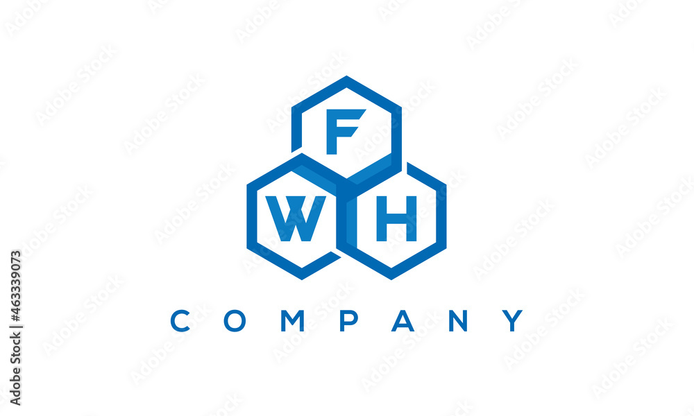 FWH three letters creative polygon hexagon logo FWH three letters creative polygon hexagon logo