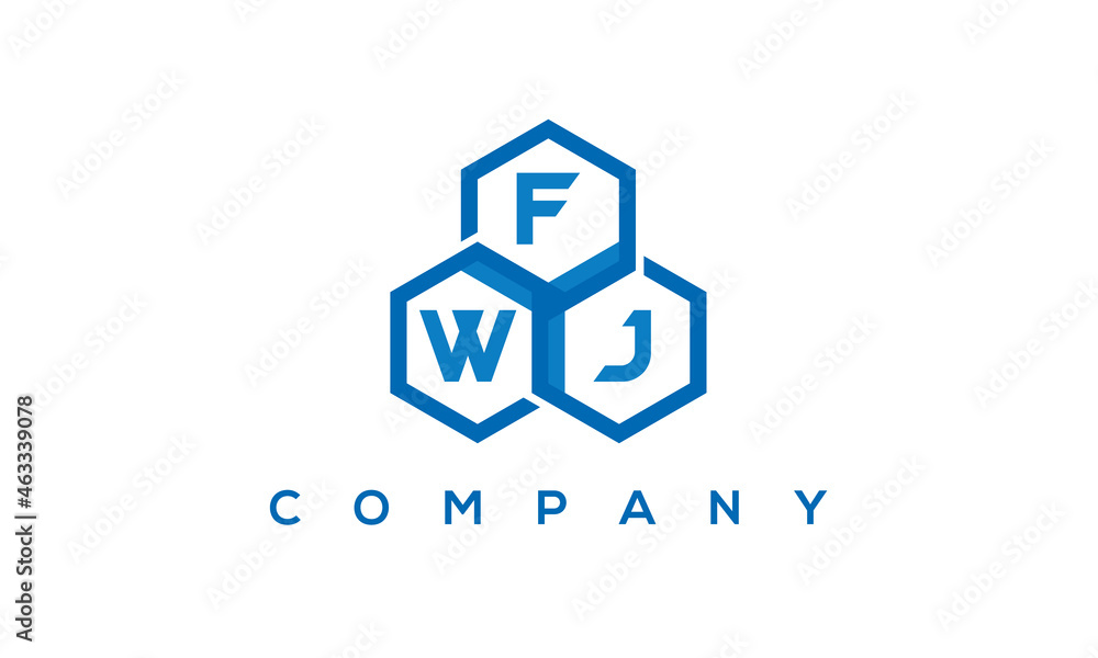 FWJ three letters creative polygon hexagon logo FWJ three letters creative polygon hexagon logo