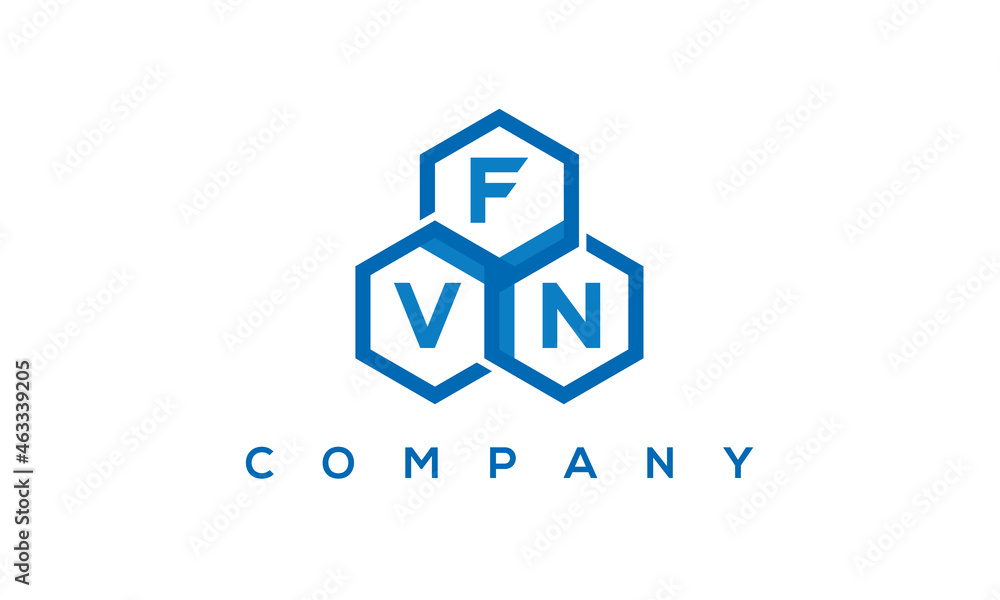 FVN three letters creative polygon hexagon logo FVN three letters creative polygon hexagon logo