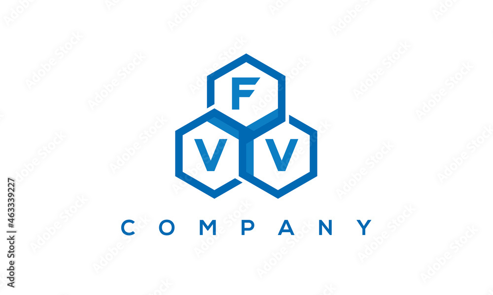 FVV three letters creative polygon hexagon logo FVV three letters creative polygon hexagon logo