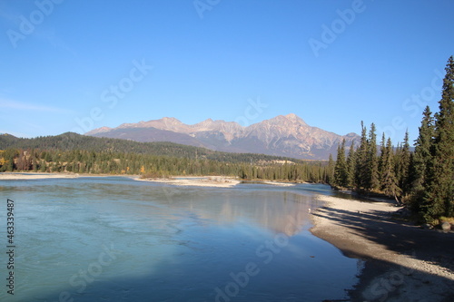 Looking Down The Athabasca River, Jasper National Park, Alberta
