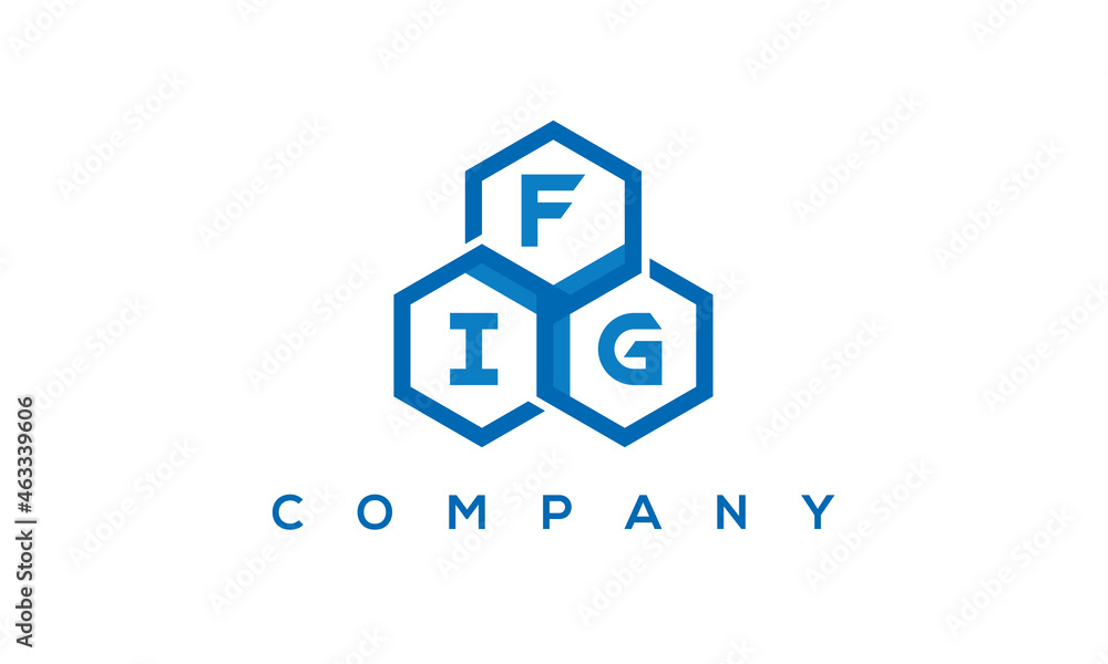 FIG three letters creative polygon hexagon logo