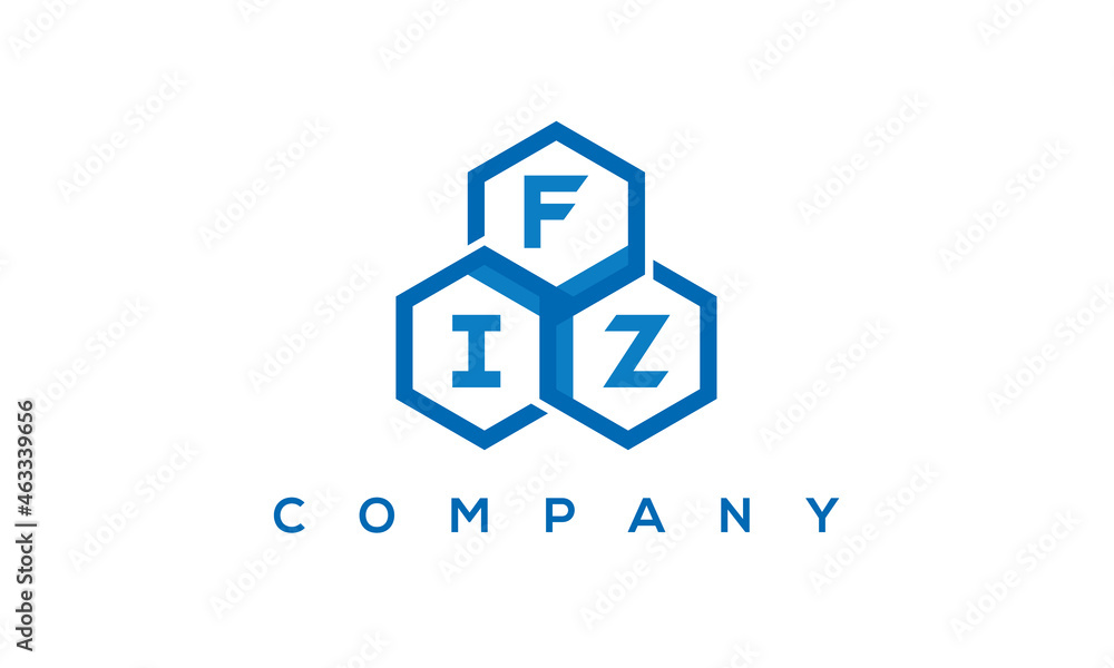 FIZ three letters creative polygon hexagon logo