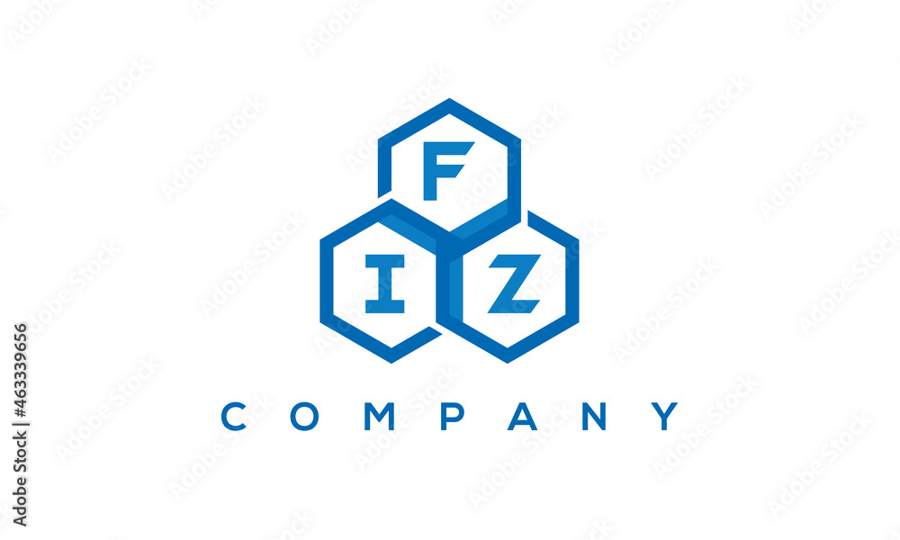 FIZ three letters creative polygon hexagon logo FIZ three letters creative polygon hexagon logo