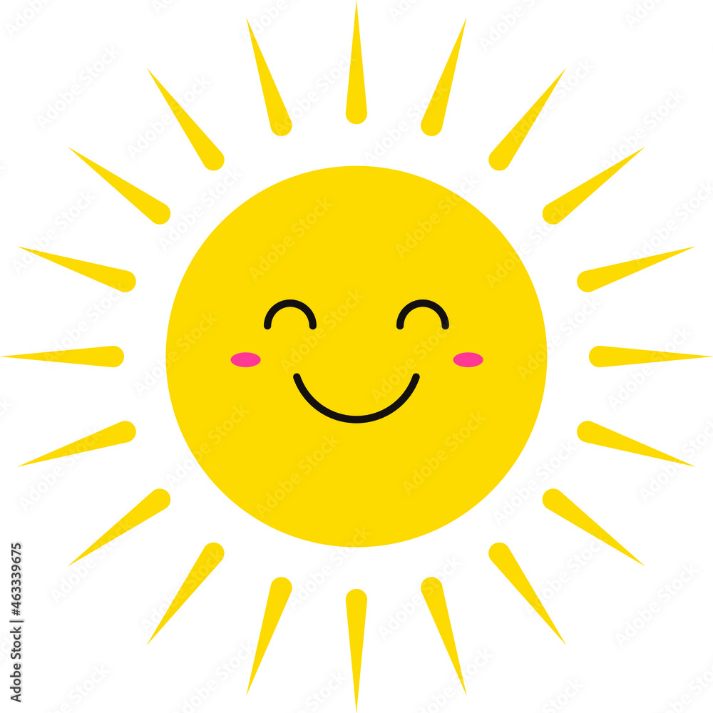 Cute Smiling Suns. Smile Sun. Emoji. Summer Sun. Vector Illustration.