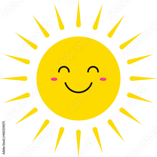 Fototapeta Naklejka Na Ścianę i Meble -  Cute Smiling Suns. Smile Sun. Emoji. Summer Sun. Vector Illustration.