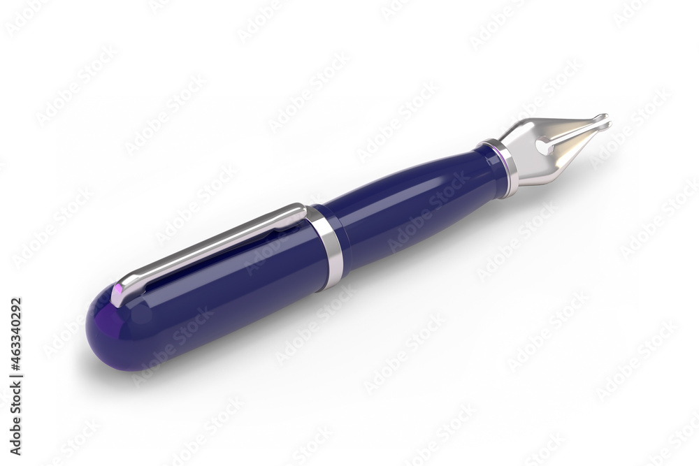 Pen isometric for writing on documents 3d render Pen isometric for writing on documents 3d render