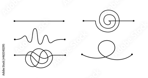 Different hand drawn doodle scribble path lines. Business solution searching concept. Way to solve problem. Vector design elements for trending infographic. photo