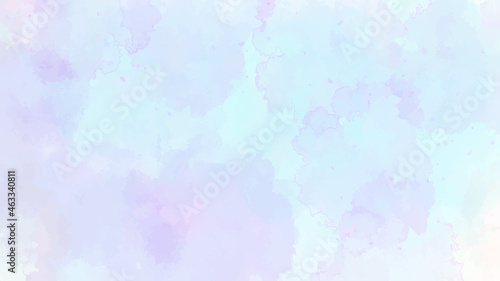  Blue and purple watercolor paint background. Bright blue blur bokeh close-up for your design, free place for text