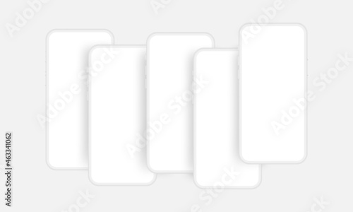 Clay Phones Mockups with Blank Screens for Presentation Your Mobile App Design. Vector Illustration