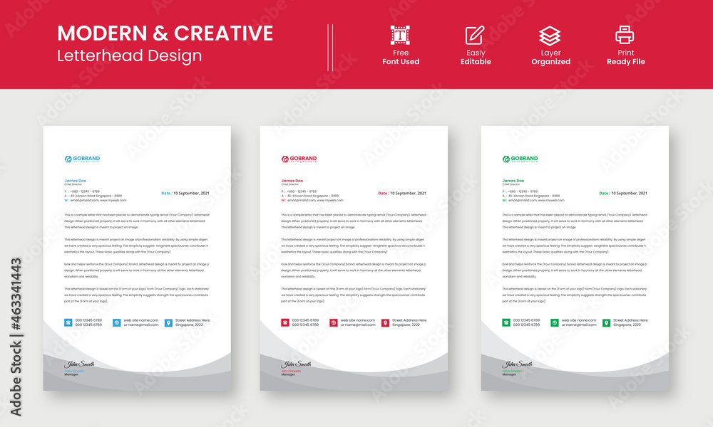 Obraz premium Modern Creative & Clean business style letterhead template design
