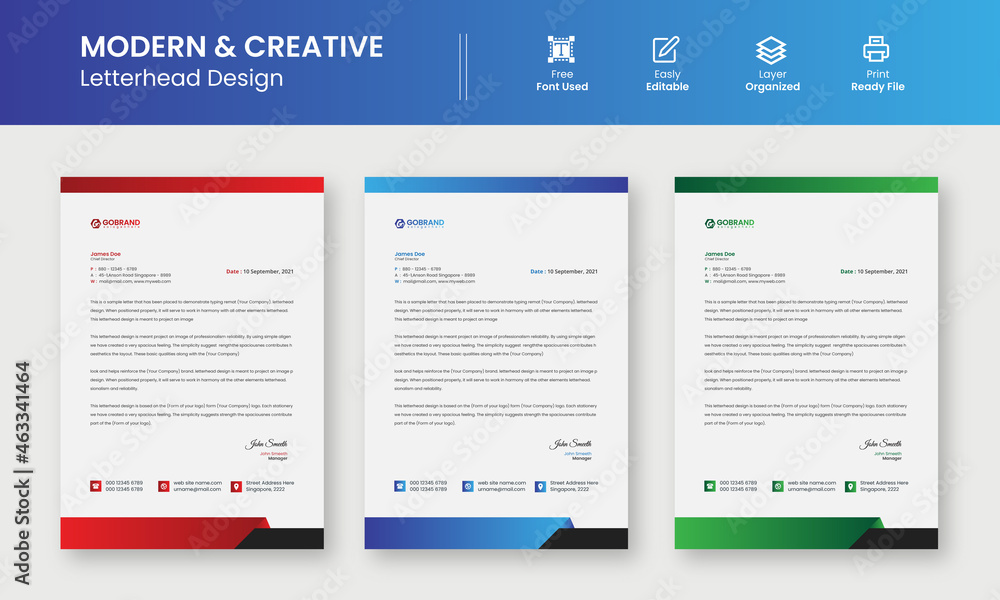 Modern Creative & Clean business style letterhead template design