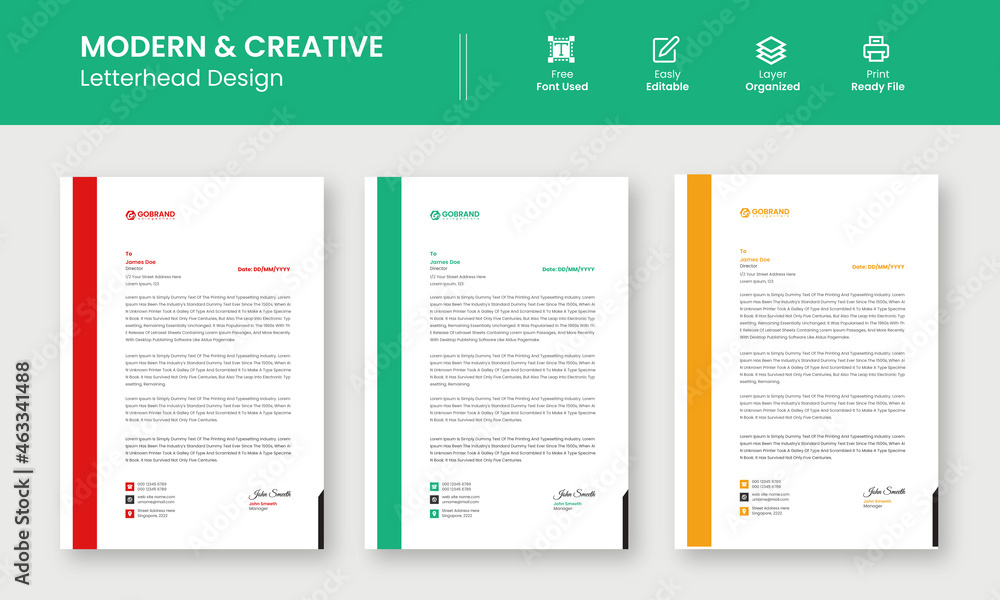 Modern Creative & Clean business style letterhead template design Modern Creative & Clean business style letterhead template design