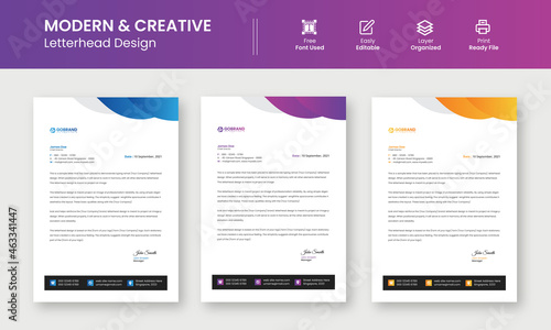 Modern Creative & Clean business style letterhead template design