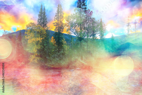 Wallpaper Mural abstract landscape background autumn sun glare defocus bokeh, view sun background Torontodigital.ca