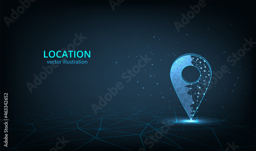 Gps technology background concept.Vector pin icon Gps on dark blue background.Travel way concept.Find trip, Geo pinpoint.Location navigator vector illustration.