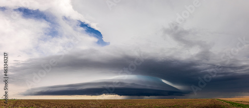 Storm clouds from a supercell thunderstorm in Kansas photo