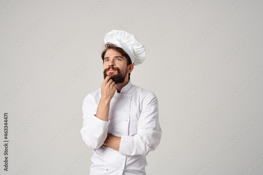 Chef kitchen Job hand gestures light background Chef kitchen Job hand gestures light background