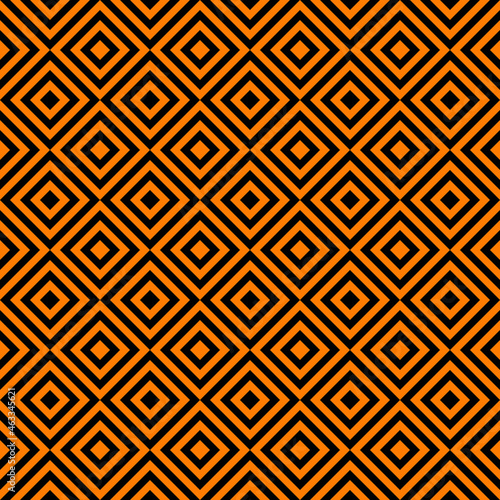 black and orange halloween squares mosaic vector seamless pattern