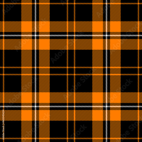 black and orange halloween tartan vector seamless pattern