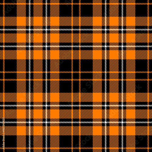 black and orange halloween tartan vector seamless pattern
