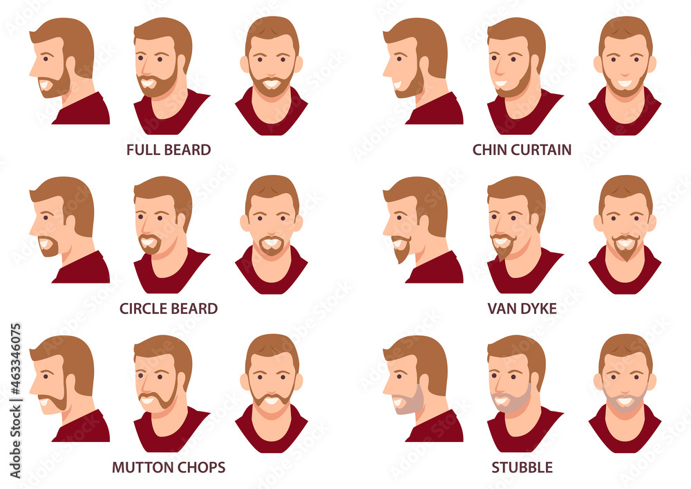 Men faces with facial hair avatar set Men faces with facial hair avatar set