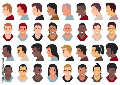 Men head avatar set