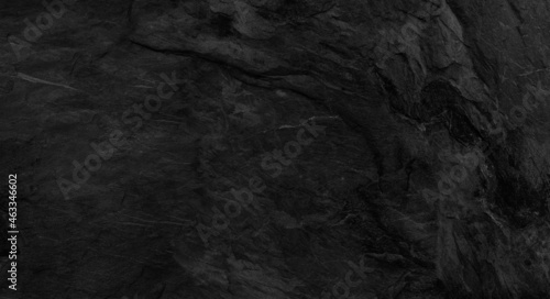 Dark gray stone background with copy space. Black grunge banner with rock texture. © Nisathon Studio