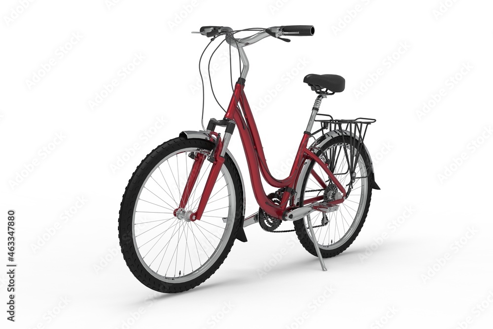 3D illustration of Front view of a red bicycle 3D illustration of Front view of a red bicycle