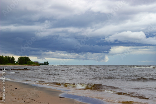 the sky in the clouds before the storm in Lake Onega