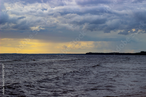 the sky in the clouds before the storm in Lake Onega