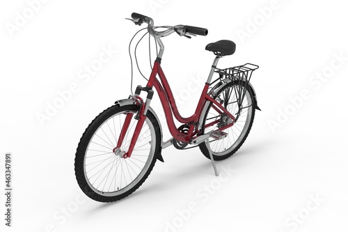 3D illustration of Front view of a red bicycle © Mudassar