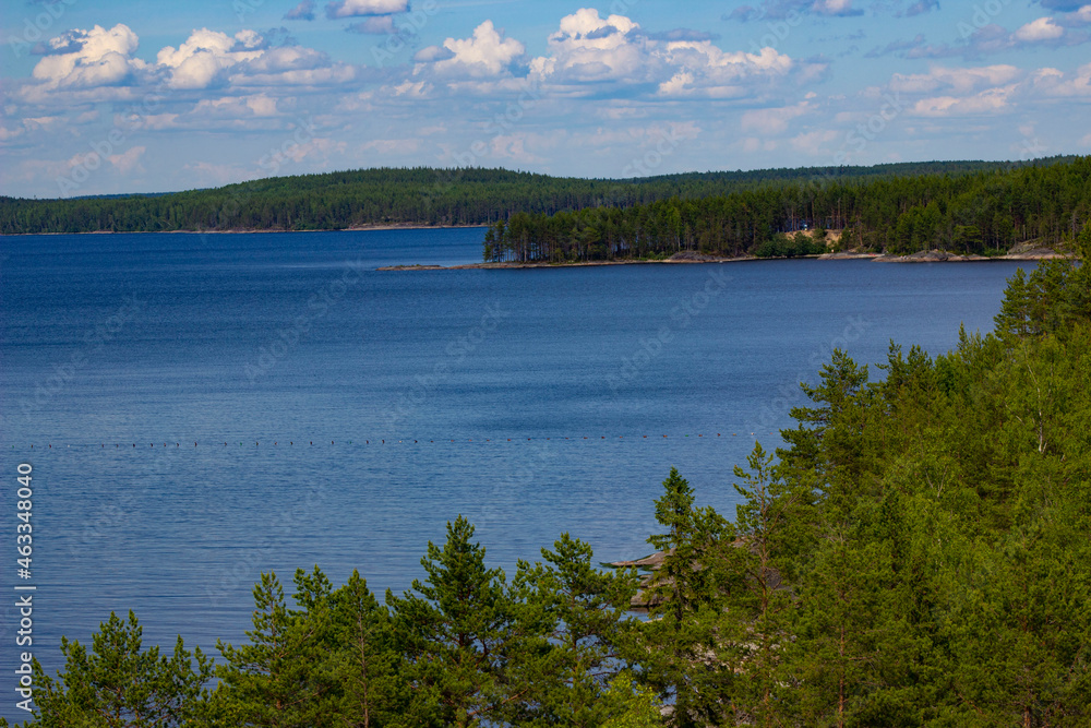 bay of onega lake on a sunny summer day