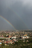 double rainbow in the sky Konya city Turkey