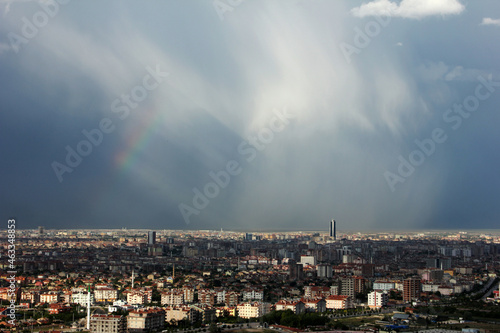 Konya city and rainbow in the sky - Turkey