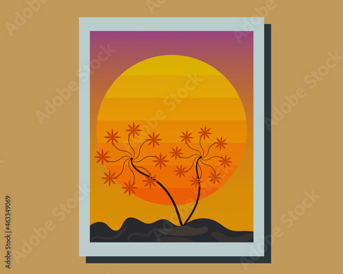 wall art vector set Minimal and natural wall art. Vector illustration for print and design media