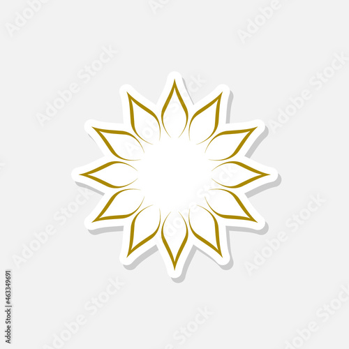 Sunflower sticker icon for web design isolated on white background