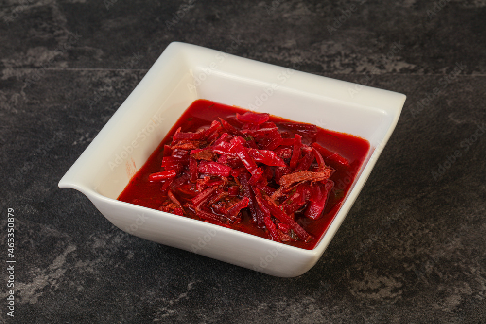 Russian traditional Borsch soup with cabbage Russian traditional Borsch soup with cabbage