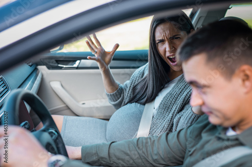 Husband drives Beautiful Pregnant Woman to the hospital	