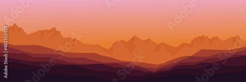 sunset mountain rock vector illustration good for wallpaper, background, backdrop, web banner, tourism design, and design template