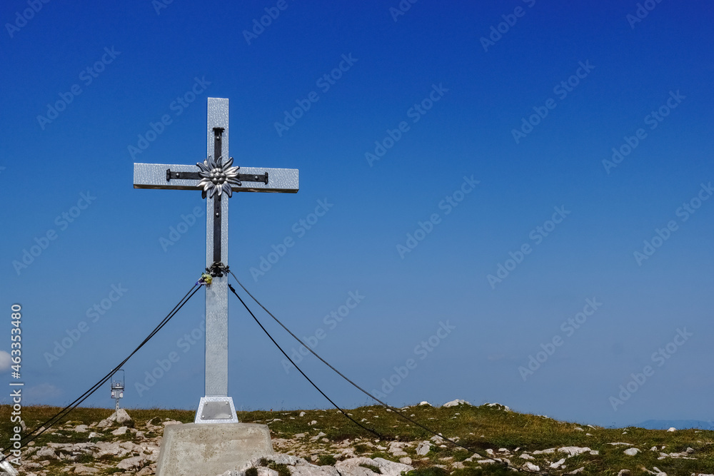 silver summit cross and deep blue sky in the summer silver summit cross and deep blue sky in the summer