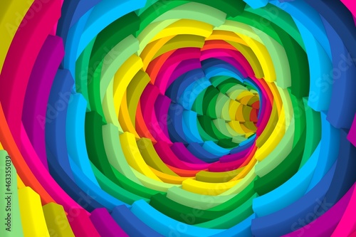 Colorful tunnel abstract background 3D render illustration