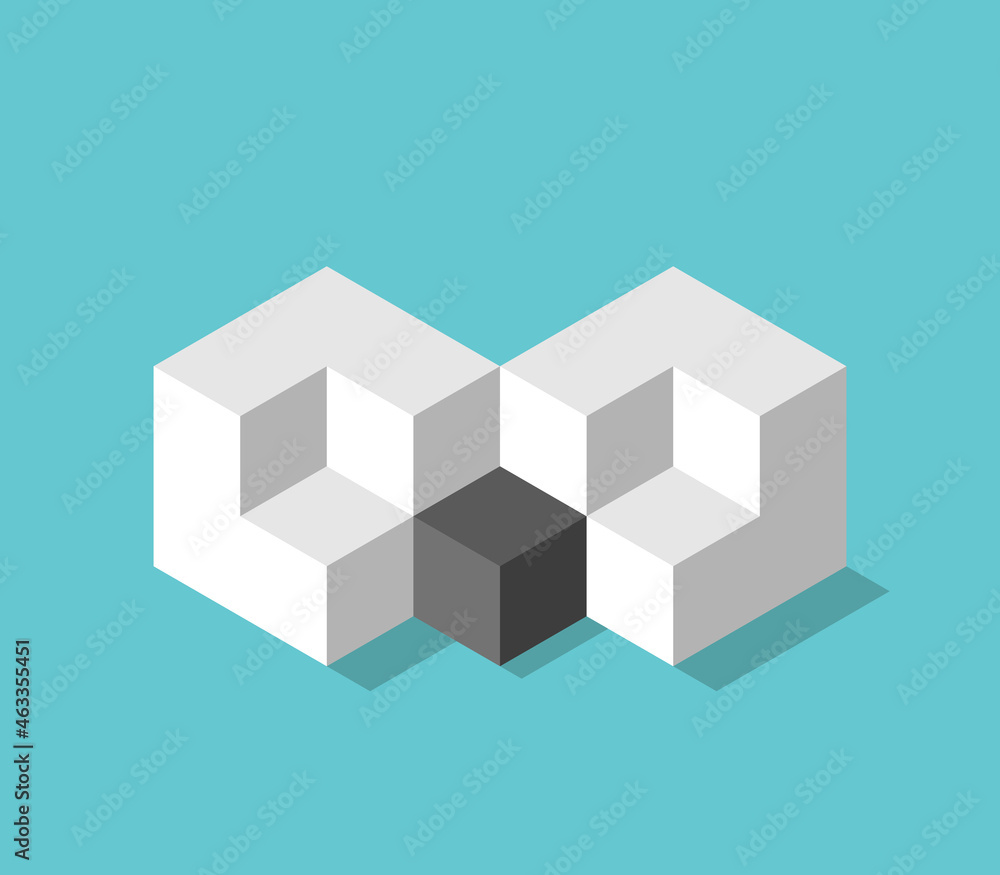 Isometric cube and two niches. Career and education choice, decision, mission and opportunity concept. Flat design. EPS 8 vector illustration, no transparency, no gradients Isometric cube and two niches. Career and education choice, decision, mission and opportunity concept. Flat design. EPS 8 vector illustration, no transparency, no gradients