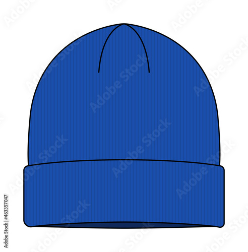 Beanie hat (knit cap)  template vector illustration | Blue